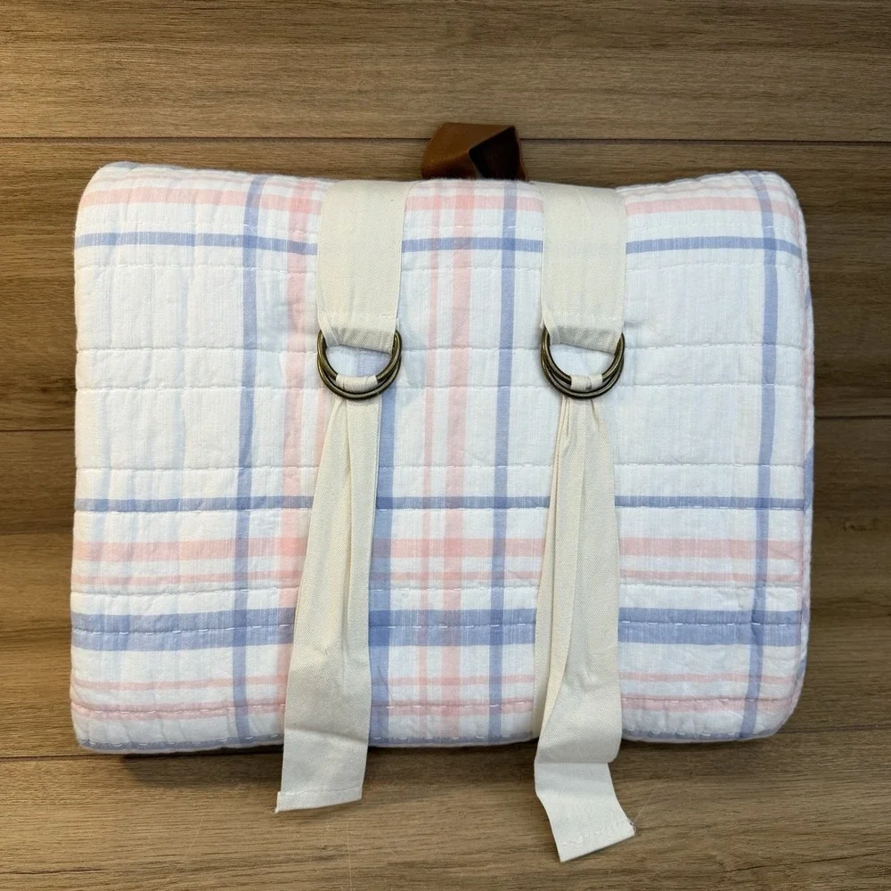 Brooks Brothers Cotton Slub Quilt and Shams 68x86 New Twin Pink Blue Plaid